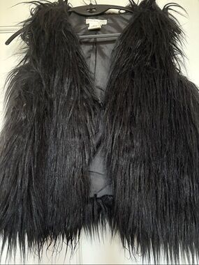 a'gaci Black Faux Fur Vest